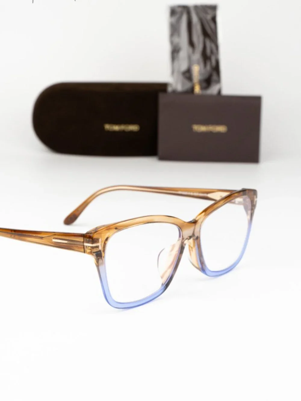 Tom Ford Women Eyeglasses Brown Violet Square FT5597-F-B 047 NEW AUTHENTIC